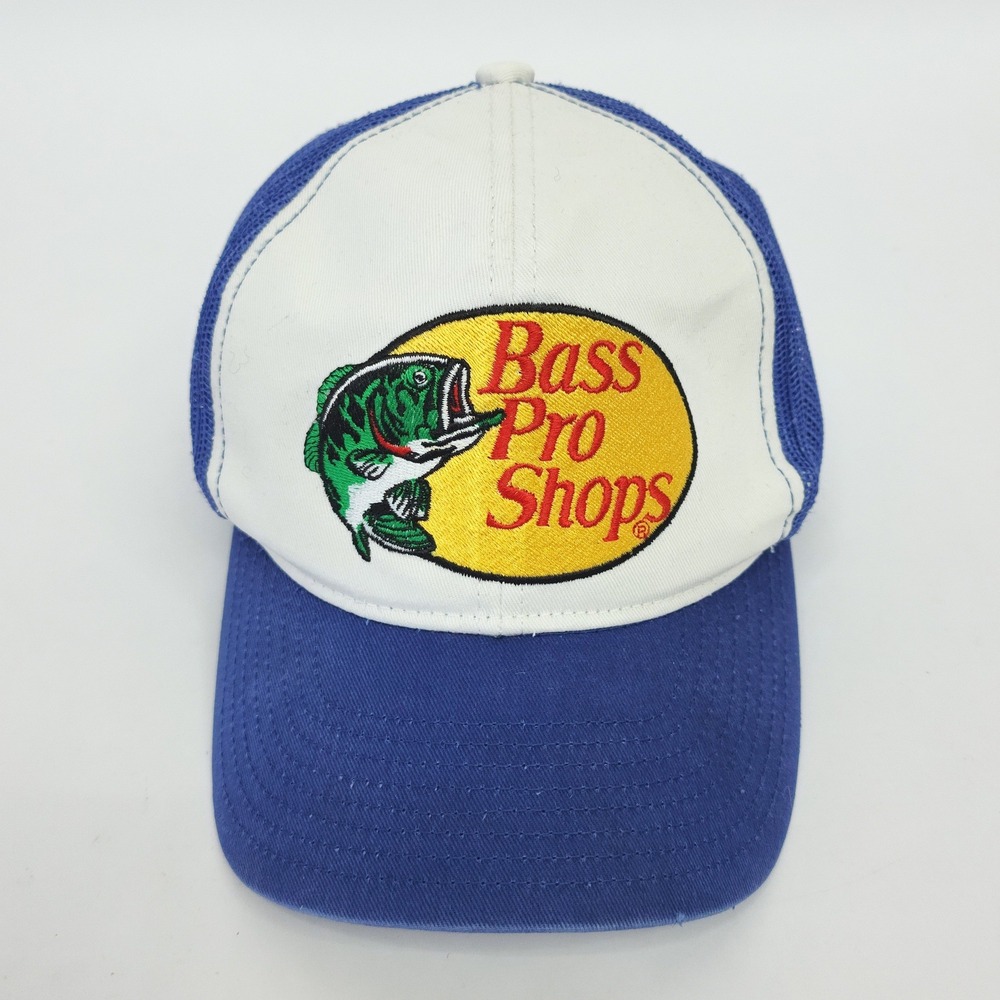 Bass Pro Shops Trucker Hat Royal Blue White Mesh Snapback Fishing Cap OSFM
